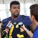 Michigan senior defensive tackle William Campbell speaks with the press during media day at the Al Glick Field House on Sunday afternoon. Melanie Maxwell I AnnArbor.com